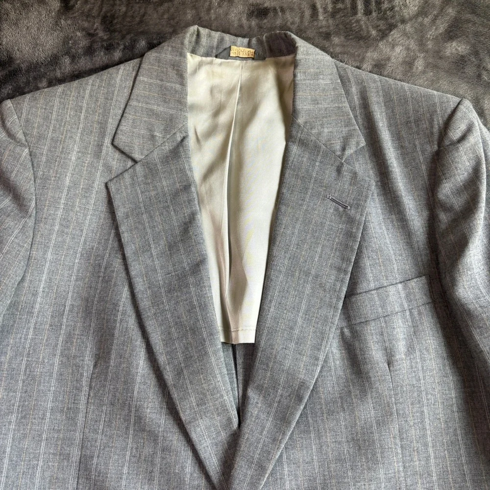 Oakton Ltd Mens Gray Pinstripe Wool Blend Blazer Sport Coat Size 43 Regular